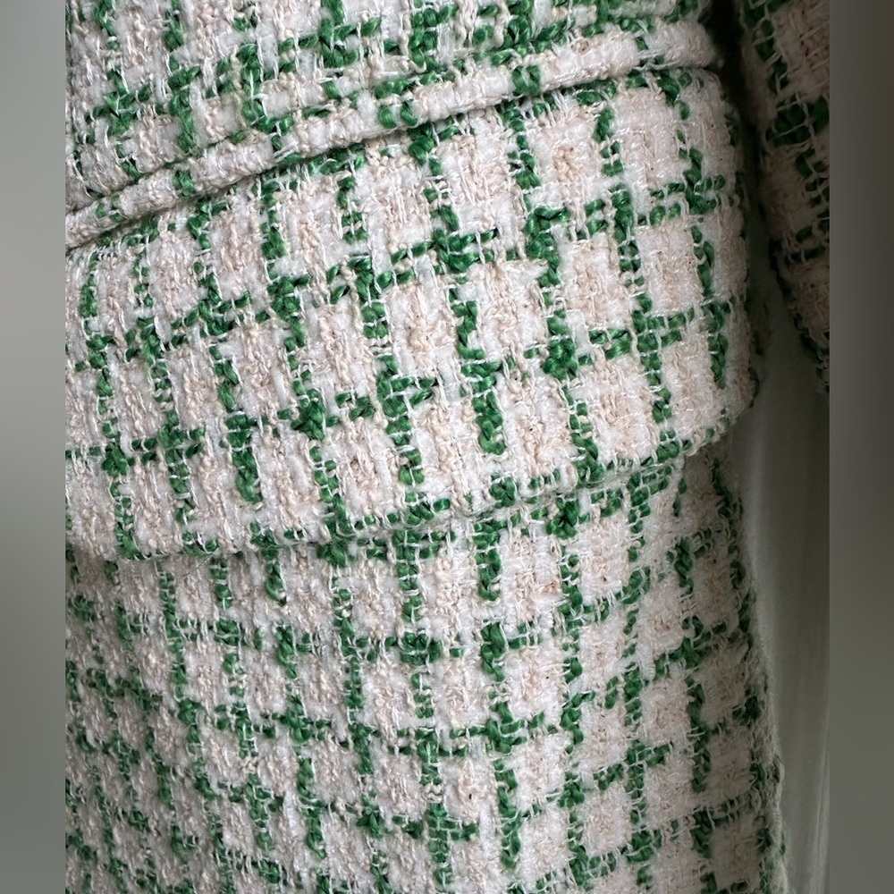 Rachel Zoe Green Tweed Plaid Double Breasted Blazer Size S - Picture 6 of 9